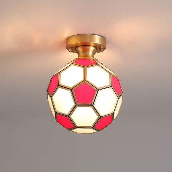 Football Electroplated Copper Glass LED Modern Ceiling Lights Flush Mount Lighting - Image 2