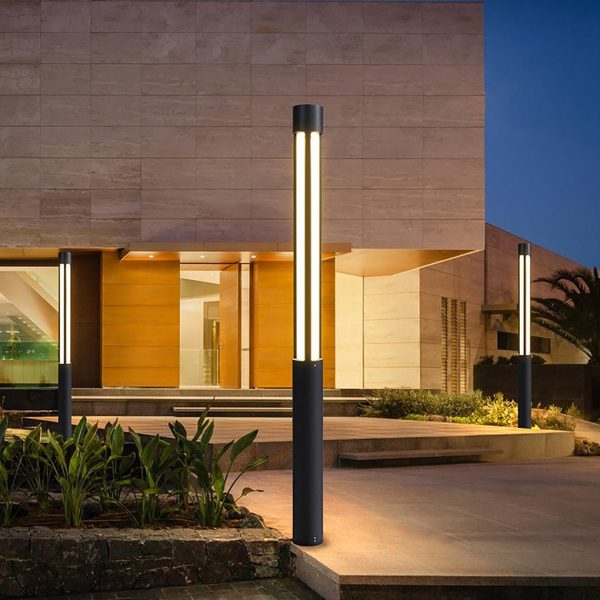 Cylinder Shaped LED Black Modern Outdoor Post Lights Pole Lamp Path Lights - Image 5