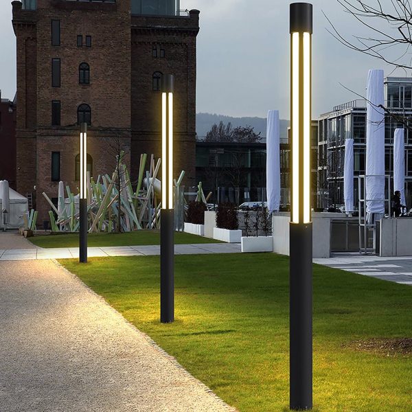 Cylinder Shaped LED Black Modern Outdoor Post Lights Pole Lamp Path Lights - Image 3