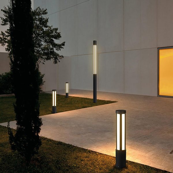 Cylinder Shaped LED Black Modern Outdoor Post Lights Pole Lamp Path Lights - Image 6