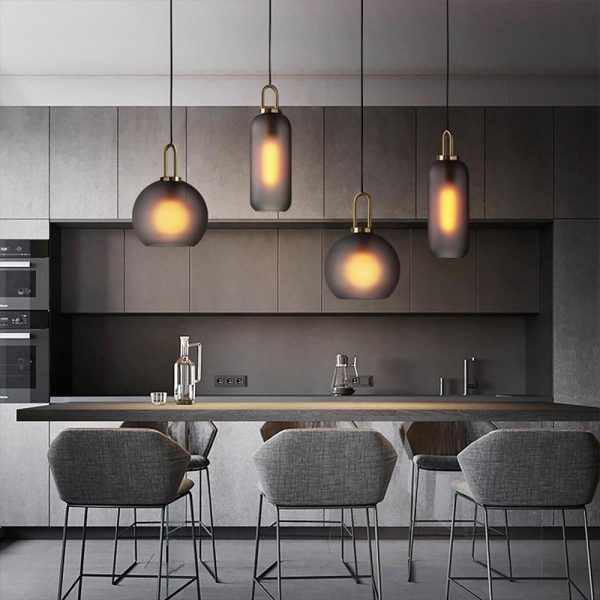 Semi Globe Glass Electroplated Metal LED Industrial Style Pendant Lighting