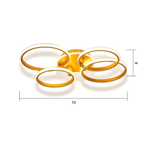 4 Circle Artistic Gold Flush Mount Light Metal LED Ceiling Light - Image 5