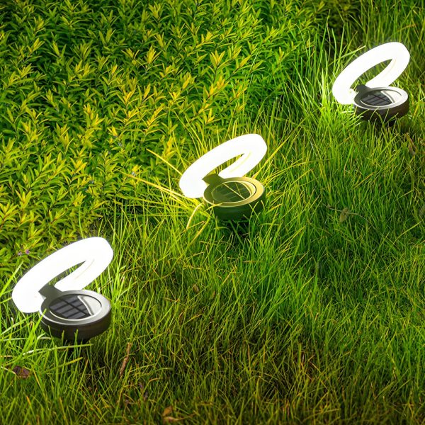 Modern Foldable Solar Deck Lights 4Pcs Round Outdoor Disk Lighting Set - Image 3