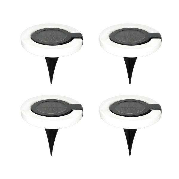 Modern Foldable Solar Deck Lights 4Pcs Round Outdoor Disk Lighting Set - Image 7