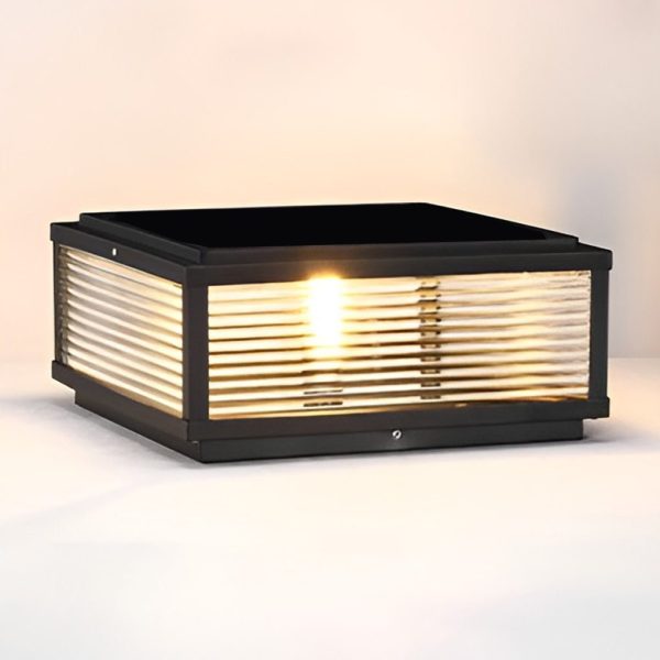 Square Ribbed Glass OUtdoor Pier Mount Post Light - Image 5