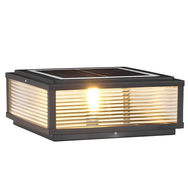Square Ribbed Glass OUtdoor Pier Mount Post Light - Image 12