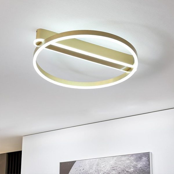 Circle Linear Dimmable LED Modern Ceiling Lights Flush Mount Lighting - Image 4