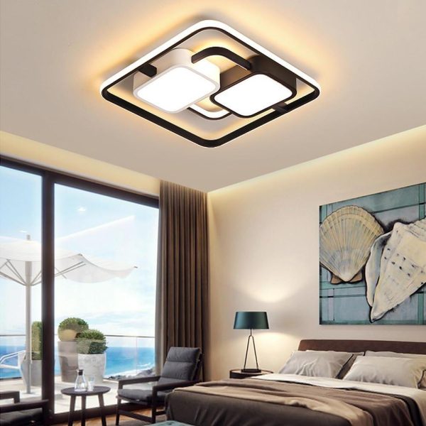 Circles Rectangles Dimmable LED Modern Ceiling Light Flush Mount Lighting - Image 2