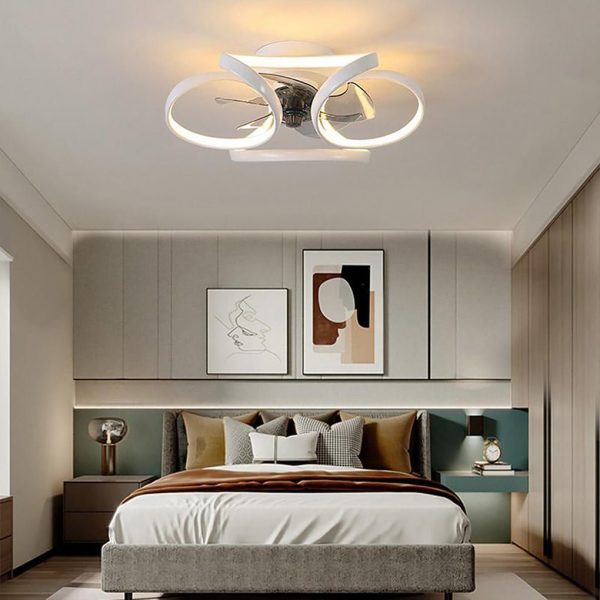 Flower LED Modern Flush Mount Ceiling Fan Lights with Remote Control - Image 3