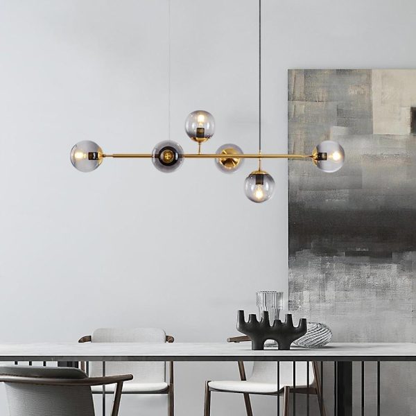 6 Glass Globes LED Electroplated Modern Chandelier Pendant Light Hanging Lamp - Image 3