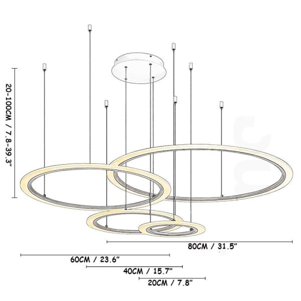 4 Circles Random Sizes Multi Light Pendant Metal Acrylic Ceiling Lights - Image 5