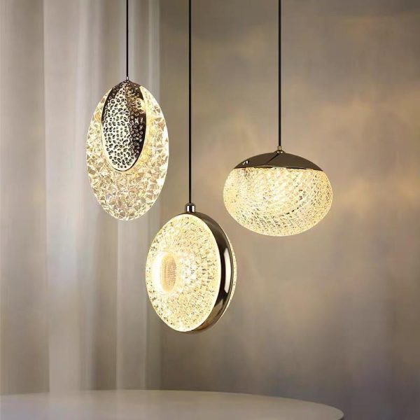 Circle Shaped Electroplated Acrylic Metal LED Modern Pendant Lighting - Image 4