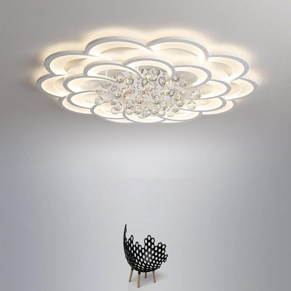 Modern Floral Acrylic LED Flush Mount Ceiling Light with Elegant Crystal Teardrops - Image 4