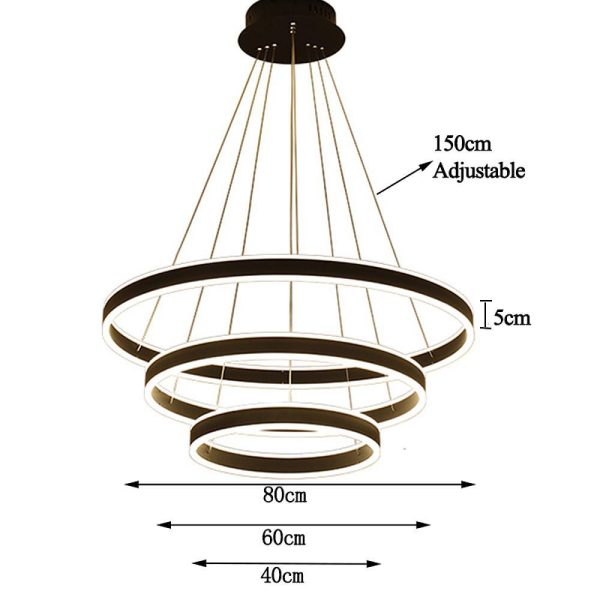 3 Circles Interweaved LED Modern Chandeliers Pendant Light Hanging Lamp - Image 12