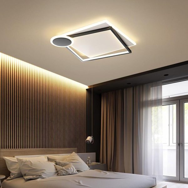 Squares Circle Metal Offset Flush Mount Light LED Bedroom Ceiling Lights - Image 2
