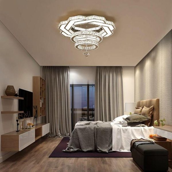 Ambient Crystal LED Flush Mount Light - 20''/24''/31'', Gold or Silver - Image 3