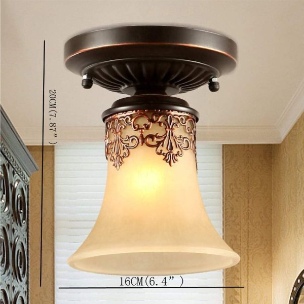 5-light Bending Metal Bar Upside Down Glass Shade Vintage Chandelier Ceiling Light - Image 6