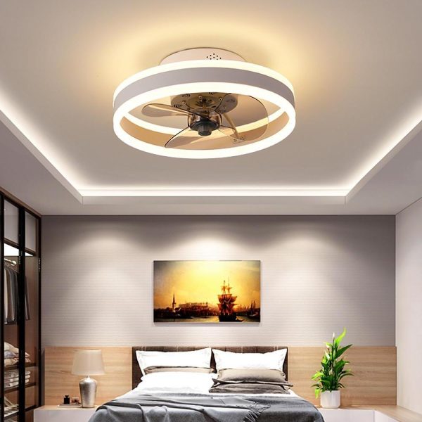 16'' Circular Dimmable Modern Ceiling Fan Light Flush Mount LED Chandelier with Fan - Image 3