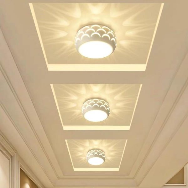 Globe Modern Flush Mount Drum Light Hallway Entryway LED Ceiling Light - Image 4