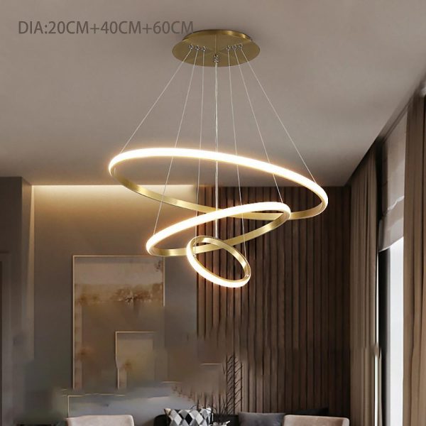 3 Ring Design Pendant Lighting Acrylic Aluminum Pendant Unique LED Ceiling Light - Image 2