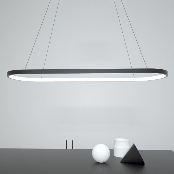 LED Oval Modern Black Pendant Light with Remote Control Artistic Pendant Light - Image 4