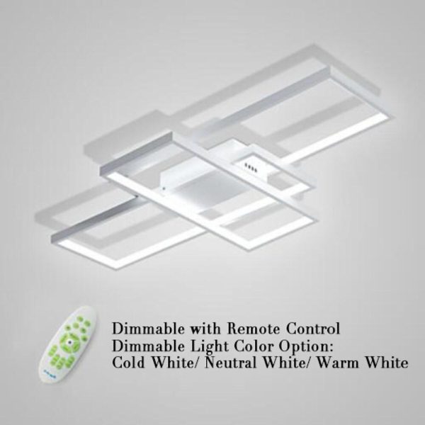 Multi Rectangle Large Flush Mount Ceiling Light with 3 Integrated Tiered Lights - Image 9