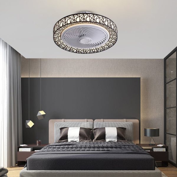 Nordic Hollow Minimalist Three-color Dimming Integrated Bladeless Ceiling Fan Lamp