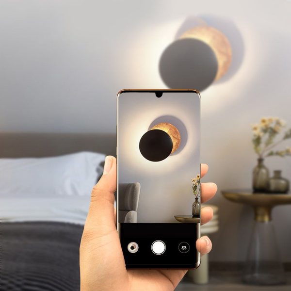 Nordic Minimalist Unique Rotatable Moon-like Design LED Wall Lamp for Bedside Aisle Stairs - Image 2