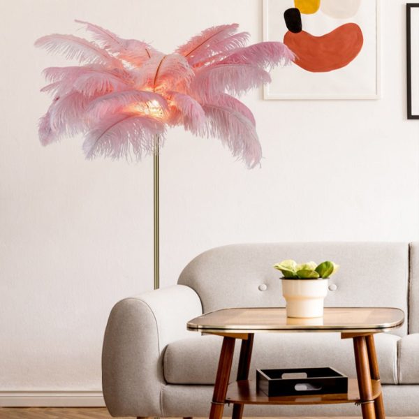 30 Inch Statement Ostrich Feather Decorative Accent Floor Lamp - Image 3