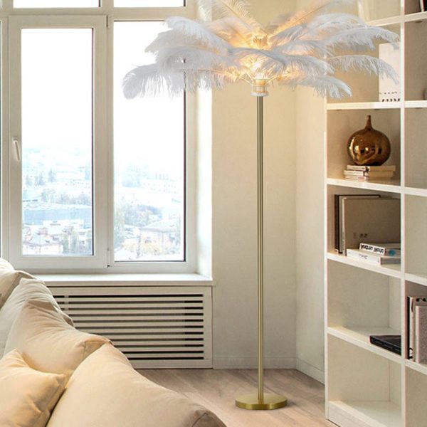 30 Inch Statement Ostrich Feather Decorative Accent Floor Lamp - Image 4