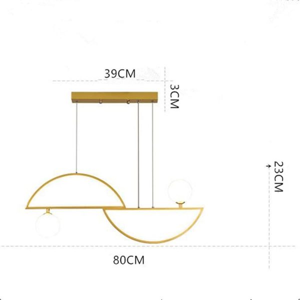 2 Semi Circles Glass Globes LED Dimmable Modern Pendant Lighting Chandeliers - Image 6