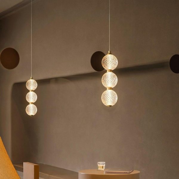 3 Globe Acrylic Copper Pendant Lights Geometrical Pendant Lighting - Image 3