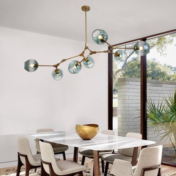 Globe Sputnik Industrial Glass Chandelier Modern Lighting with Customizable Color Shades - Image 2