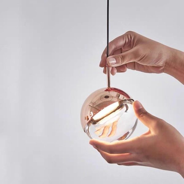 Adjustable Electroplated Metal Crystal Globe Shaped LED Pendant Lights - Image 6