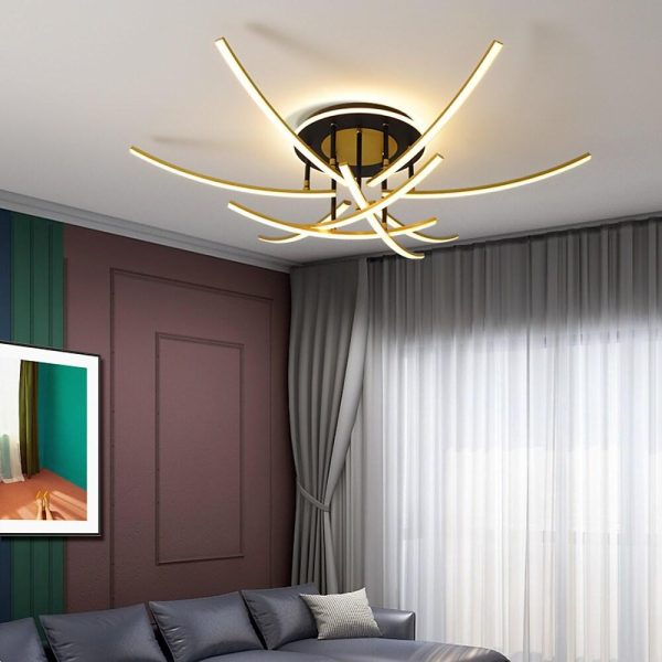 Curved Linear Dimmable LED Artistic Nordic Ceiling Lights Flush Mount Lighting - Image 6