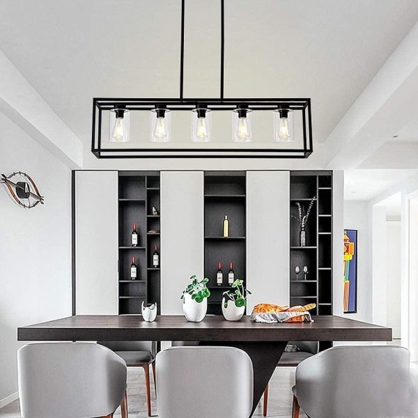 Box Lanterns Rectangular Chandelier Industrial Foyer Chandelier Dining Room Chandelier - Image 3