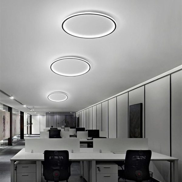 Circular Flush Mount Ceiling Light Minimalist Acrylic Metal Silica Gel LED Light - Image 2