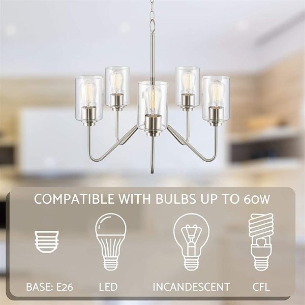 5-light Candelabra Design Electroplated Glass Modern Chandeliers - Image 3