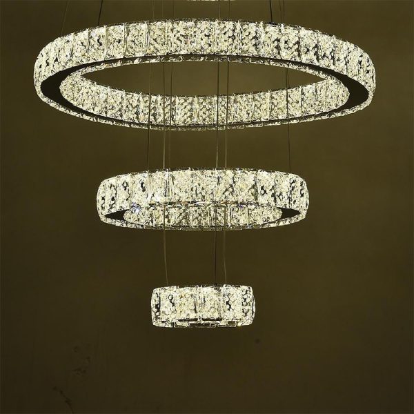 Modern 3 Tiers Circles Suspended Chandelier with Crystal Accents - Image 4