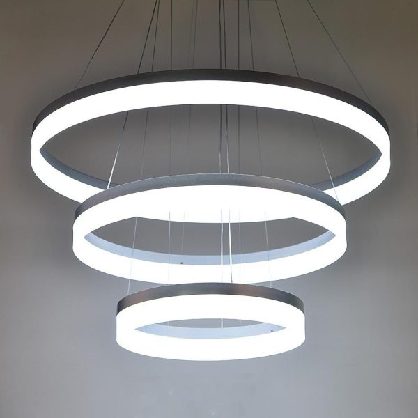 Adjustable Gradated 3 Rings Dimmable LED Modern Chandeliers Pendant Lighting - Image 6