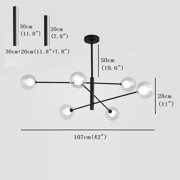 Linear Sputnik Chandelier Black Living Room Chandelier Ceiling Lights - Image 6