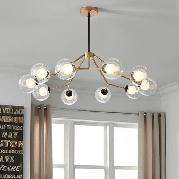 Geometric LED Nordic Glass Sputnik Chandeliers Pendant Light Hanging Lamp - Image 2