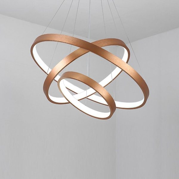 Acrylic Bronze 3-Tier Ring Chandelier Dimmable LED, 59" Adjustable Pendant Lights - Image 6