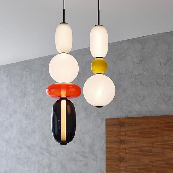 Multiple Shapes Colored Glass Pendant Light Metal Pendant Lighting - Image 4
