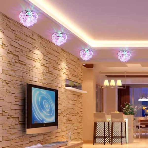 Electroplated Glass Flower Design LED Multi Color Modern Ceiling Lights - Image 2