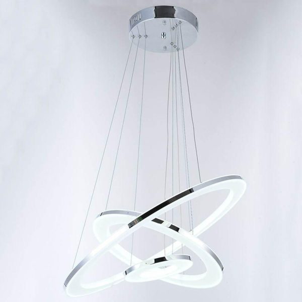 Adjustable LED 3-Ring Chandelier Modern 24" Hanging Ceiling Light - Image 4
