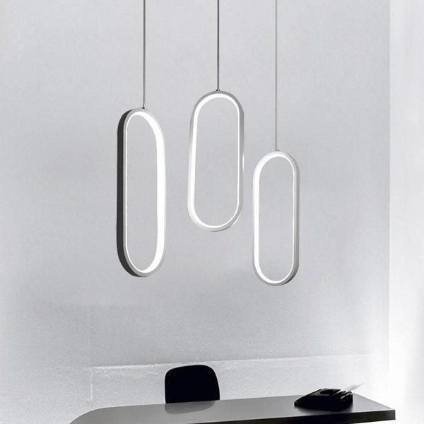 Modernist Curved 3 Rectangle Chandeliers Island Kitchen Dining Room Lighting Ceiling Light - Image 5