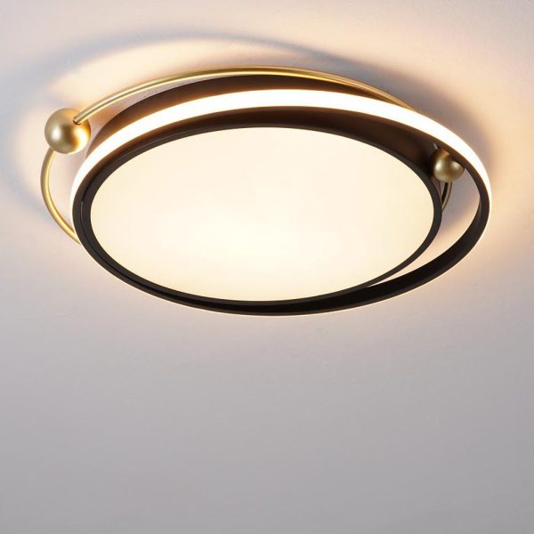 Artistic Circles Dimmable LED Black Nordic Flush Mount Ceiling Light - Image 4