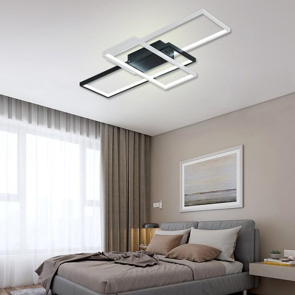 Multi Rectangle Large Flush Mount Ceiling Light with 3 Integrated Tiered Lights - Image 11