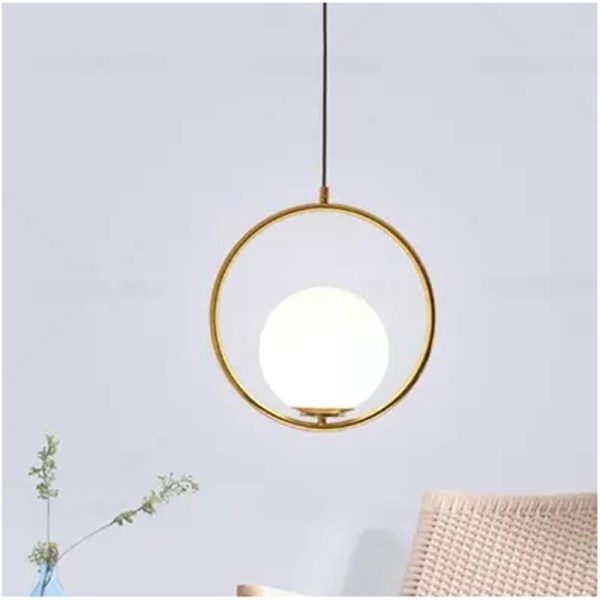 Electroplated Circle Glass Globe LED Nordic Pendant Lighting Hanging Lamp - Image 2